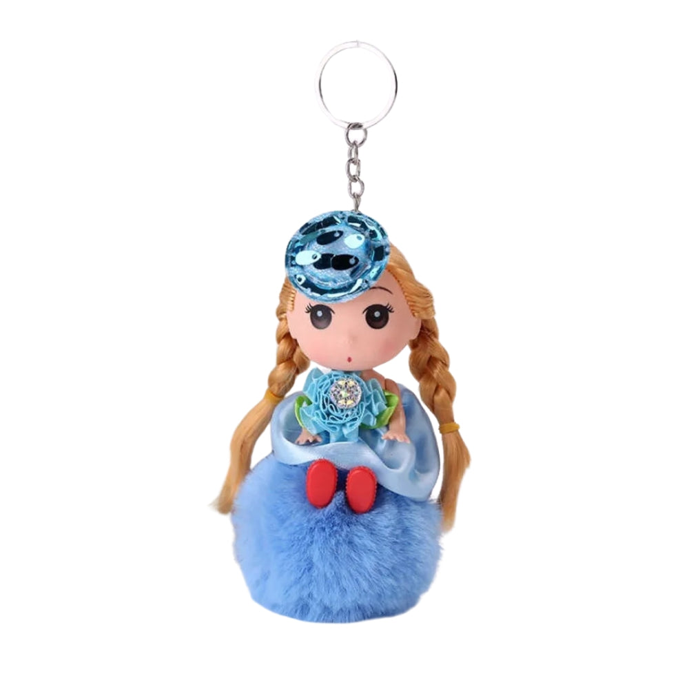 Decorative Cute Girl Keychain/pom Pom Keyring/gift For Her/car/mobile Key Chain