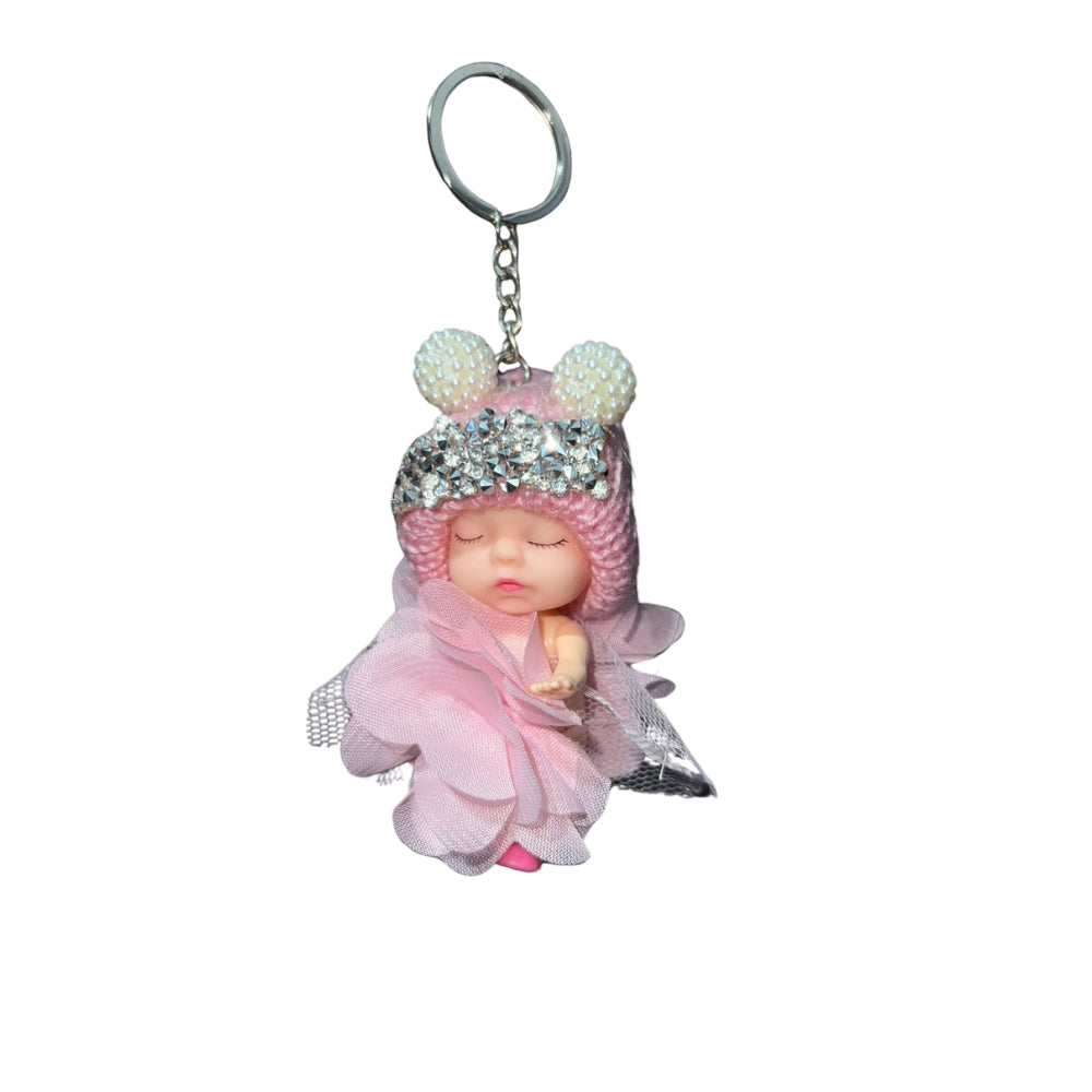 Decorative Cute Girl Keychain/pom Pom Keyring/gift For Her/car/mobile Key Chain
