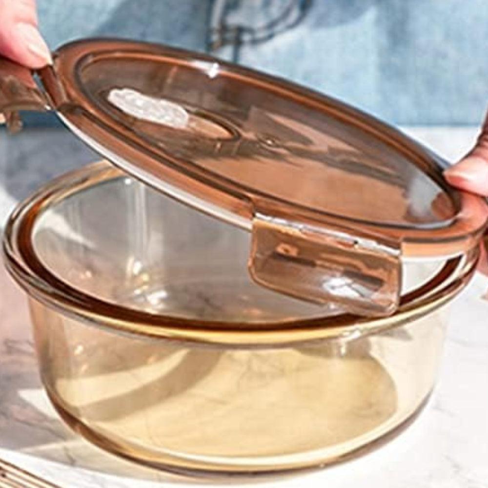 Deli Glass Ware 915Ml Round Glass Food Container with Pp Lid