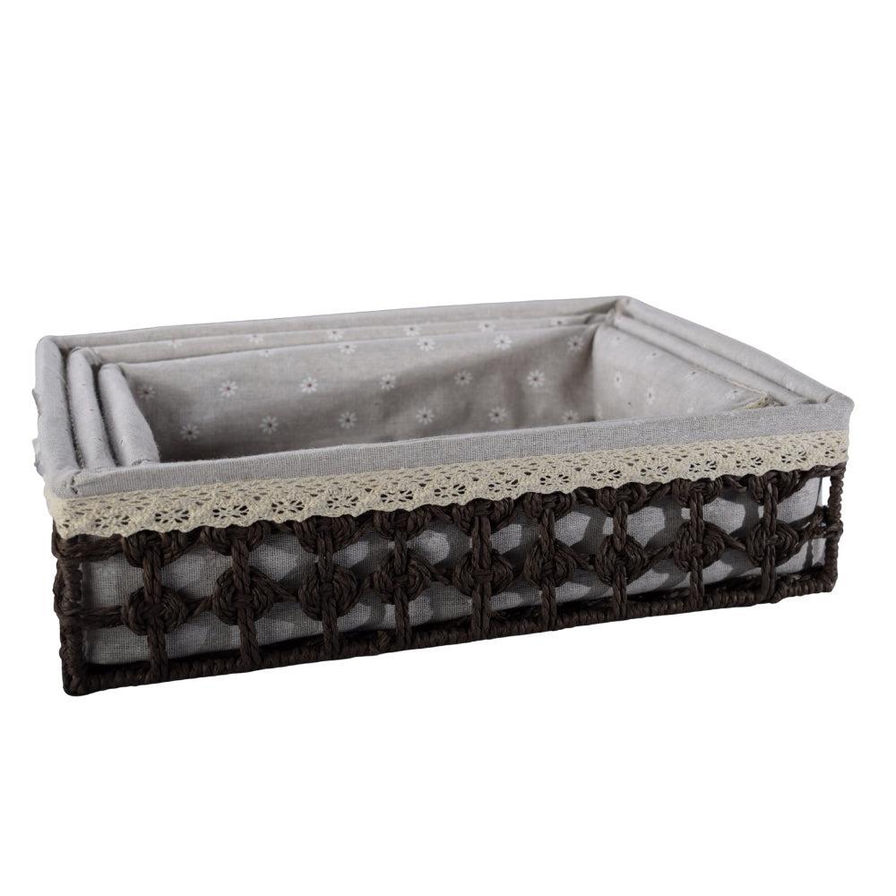 Desktop Woven Storage Basket, Multi-functional Organizer Set, Large+Medium+Small, Woven Craftsmanship