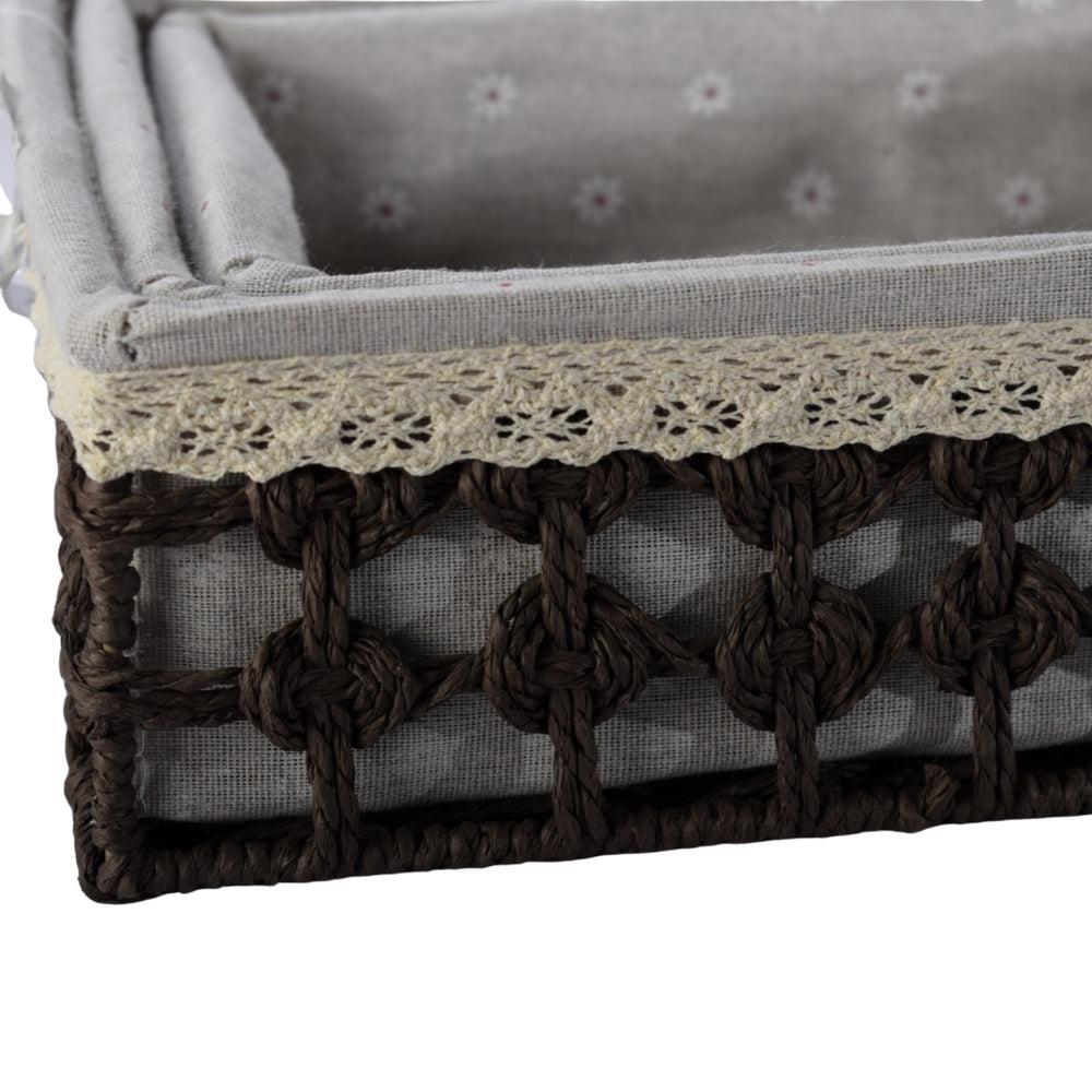 Desktop Woven Storage Basket, Multi-functional Organizer Set, Large+Medium+Small, Woven Craftsmanship