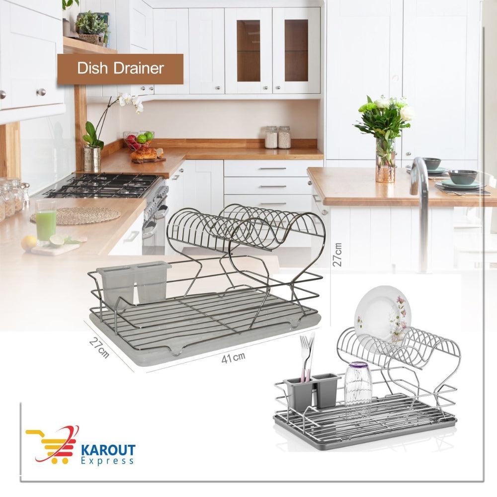 Dish Drainer Kitchen Rack Steel Kitchen Dish Drying Rack Organizer Cutlery Plates Cup Holder