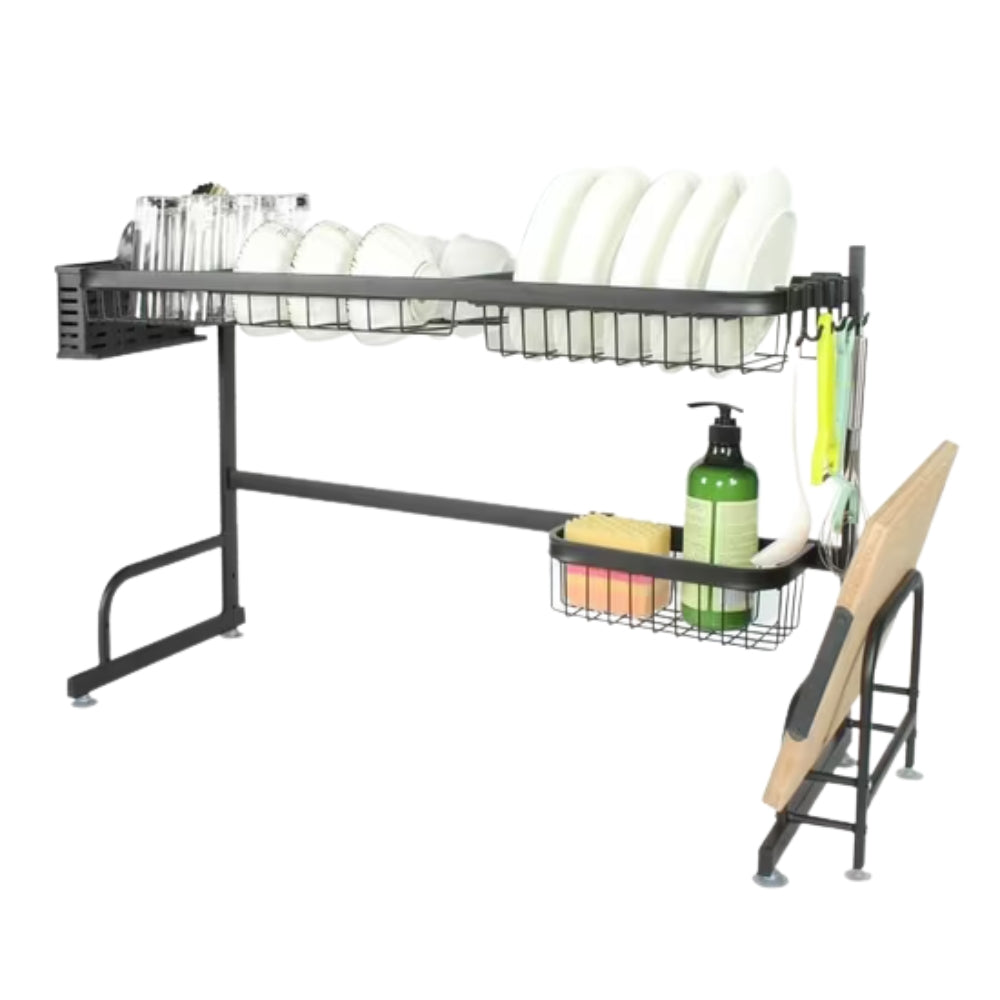 Dish Drying Rack Adjustable 2-Tier Large Dish Dryer Rack for Kitchen Organizer Storage Space Saver Shelf Utensils Holder Tableware Drainer