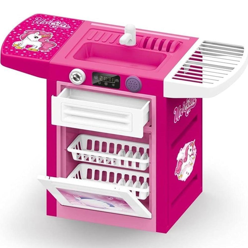 Dolu Unicorn Pink Kitchen Dishwasher Playset And Accessories