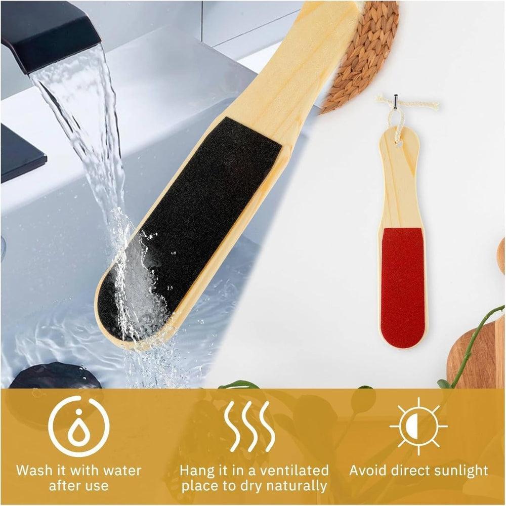 Double-Sided Wood Foot File, Foot Pedicure Rasp Foot File and Cracked Skin Callus Remover for Feet Scraper File Brush Tools