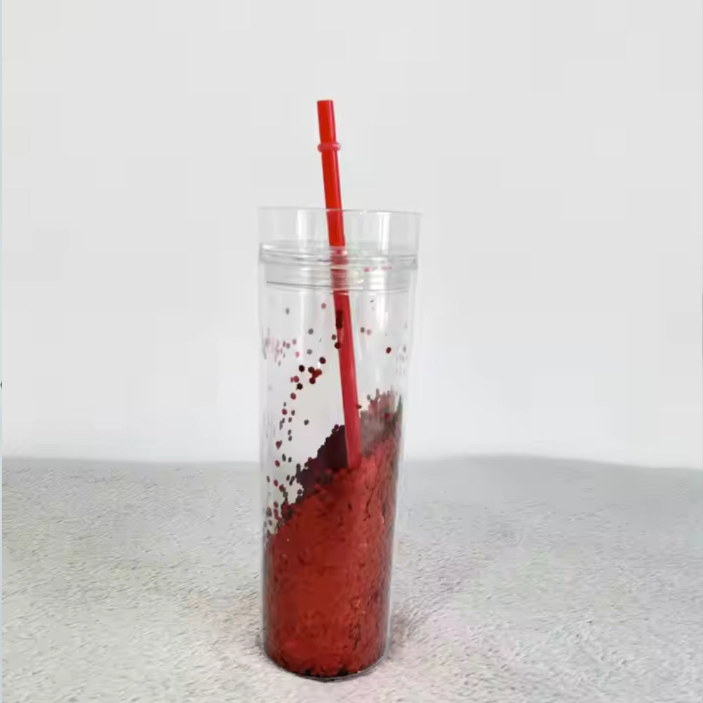 Double Wall Rose Glitter Plastic Cups