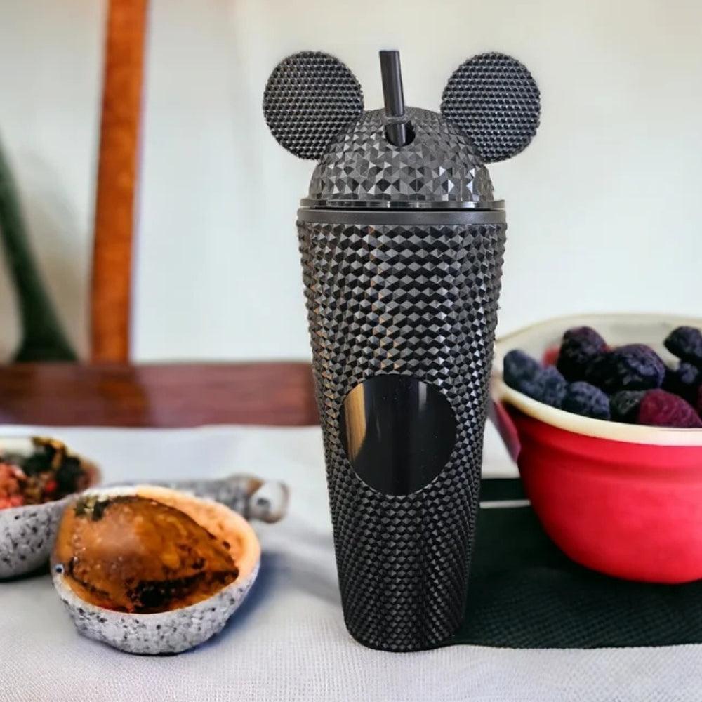 Double-walled plastic cup with mouse ears, durian lid, 24 oz