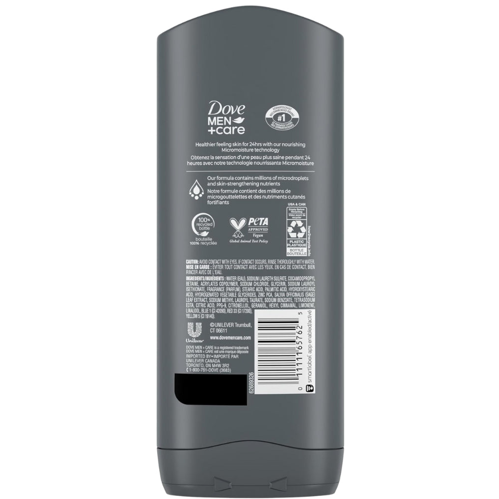 Dove Men+Care Elements Body Wash Mineral+Sage 13.5 oz for Healthier, Stronger Skin Effectively Washes Away Bacteria While Nourishing Your Skin