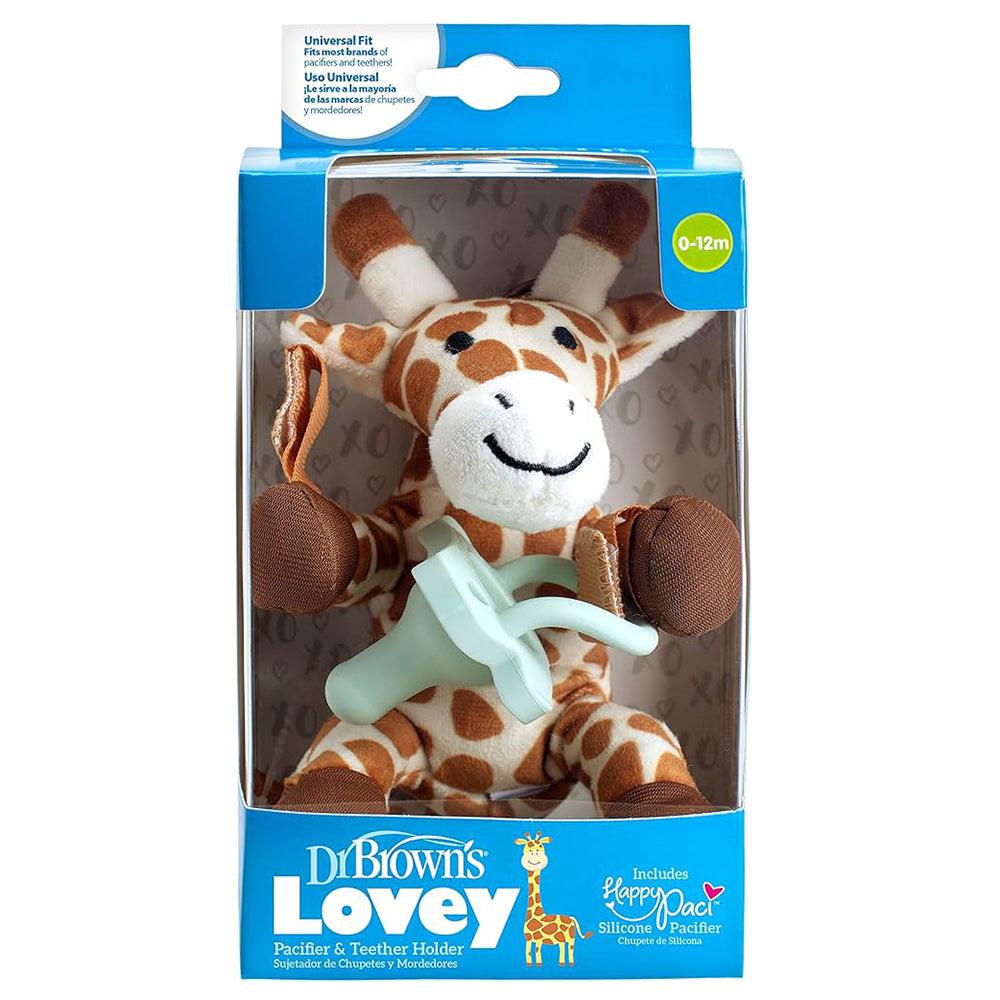 Dr. Brown’s Lovey Pacifier and Teether Holder with HappyPaci Silicone Baby Pacifier - Giraffe - 0-12m