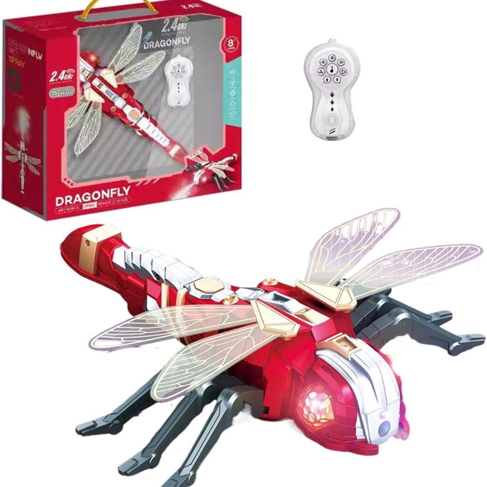 Dragonfly Remote Control Toys, Remote Control, 2.4 GHZ RC Dragonfly Model, Robot Dragonfly with Spray Feature, 13x12x3.0 inches Musical Robot Dragonfly for Outdoor Kids Play