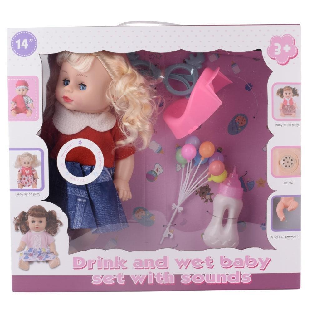 Drink and Wet Baby Doll Set with Sounds