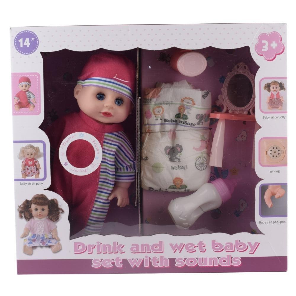 Drink and Wet Baby Doll Set with Sounds