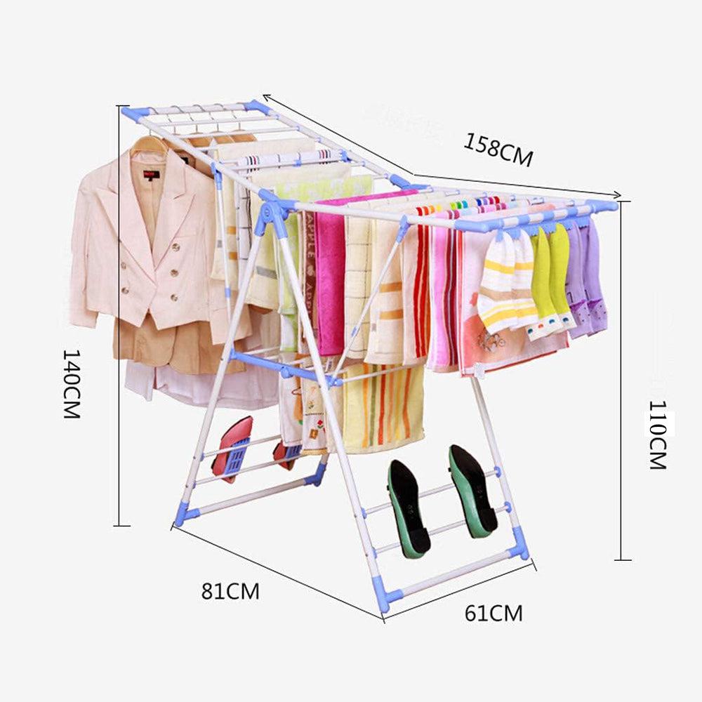 Drying Rack Folding Hanger, Floor Thickening Wing Type Multi-Function Laundry Drying Rack