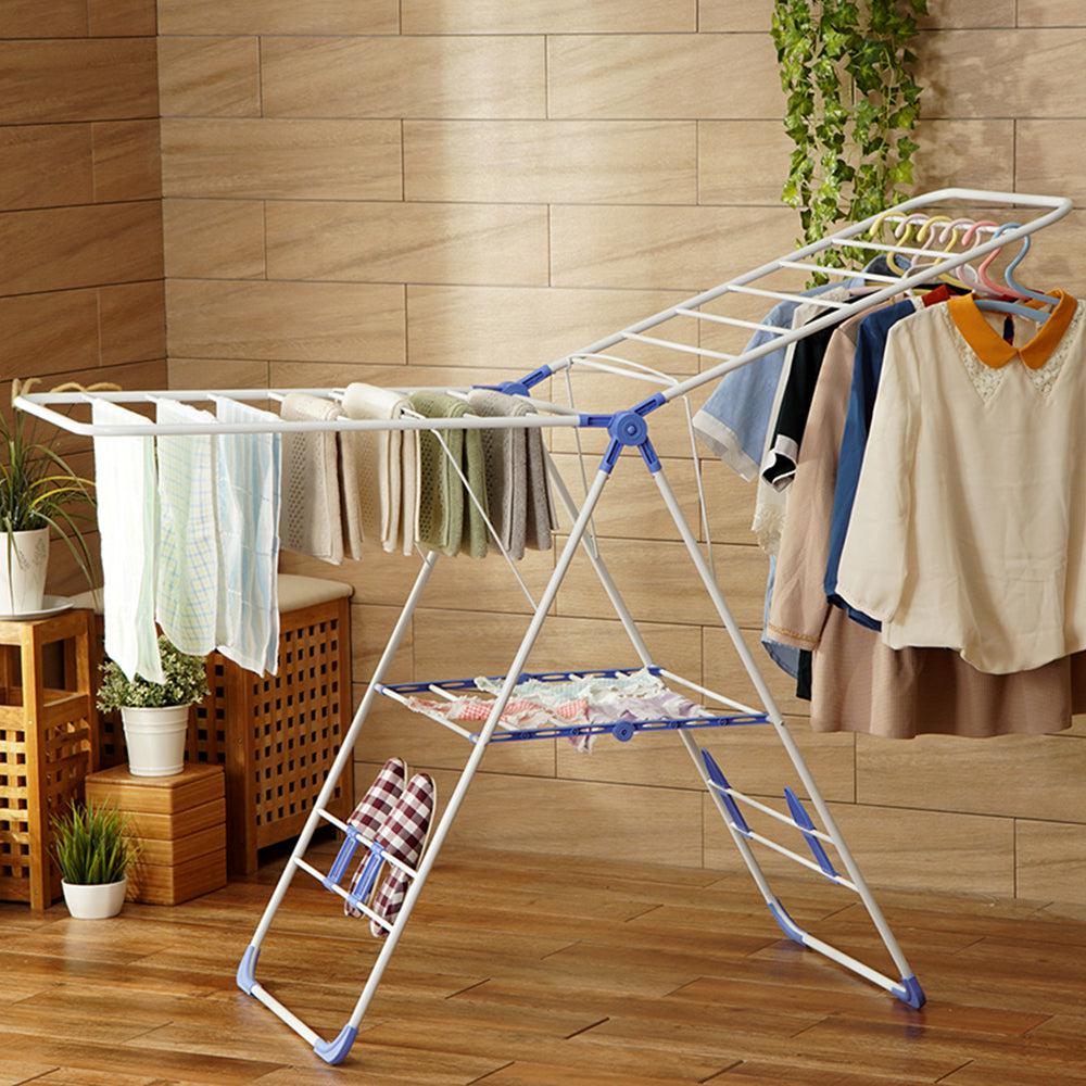 Drying Rack Folding Hanger, Floor Thickening Wing Type Multi-Function Laundry Drying Rack