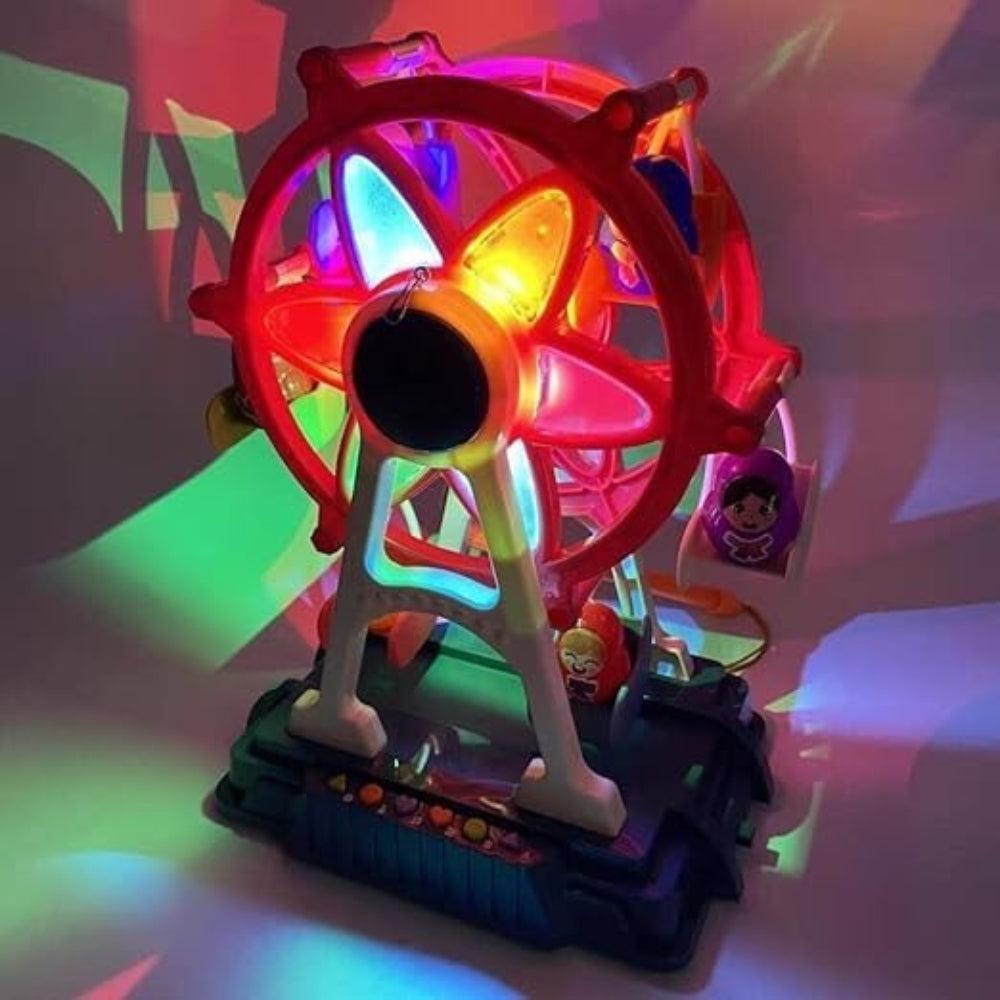 Dumpling Plastic Amusement Park Rotating Ferris Wheel with Music and LED Light Toy for Kids (Multicoloured)