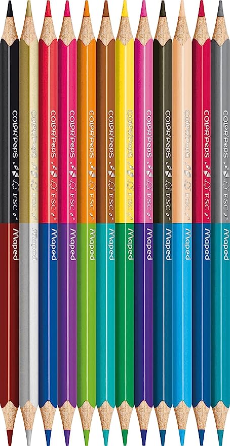 Duomier Wood Paints - Duo Colored Pencils - 12 Double Ended Paints - 24 Different Colors