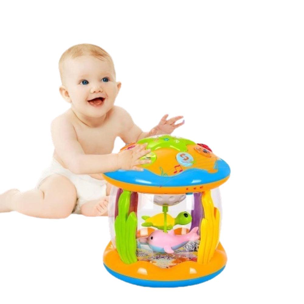 Dynamic Drum-Rolling Drag Toy, Music Learning Toy, Rotating Light Toy