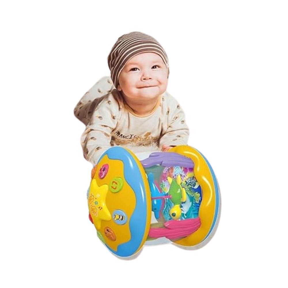 Dynamic Drum-Rolling Drag Toy, Music Learning Toy, Rotating Light Toy