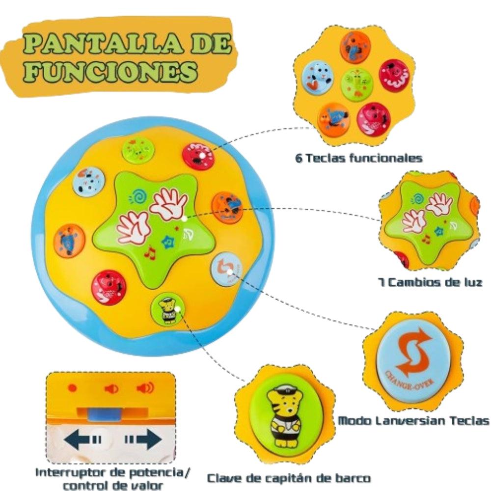 Dynamic Drum-Rolling Drag Toy, Music Learning Toy, Rotating Light Toy