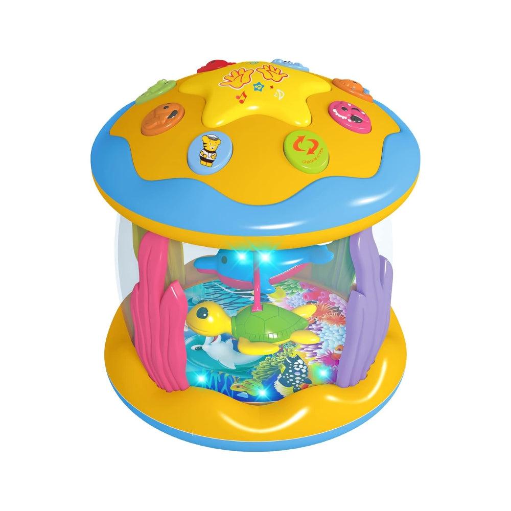 Dynamic Drum-Rolling Drag Toy, Music Learning Toy, Rotating Light Toy