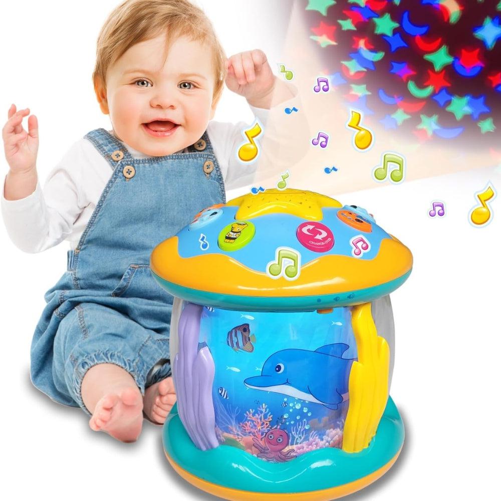 Dynamic Drum-Rolling Drag Toy, Music Learning Toy, Rotating Light Toy