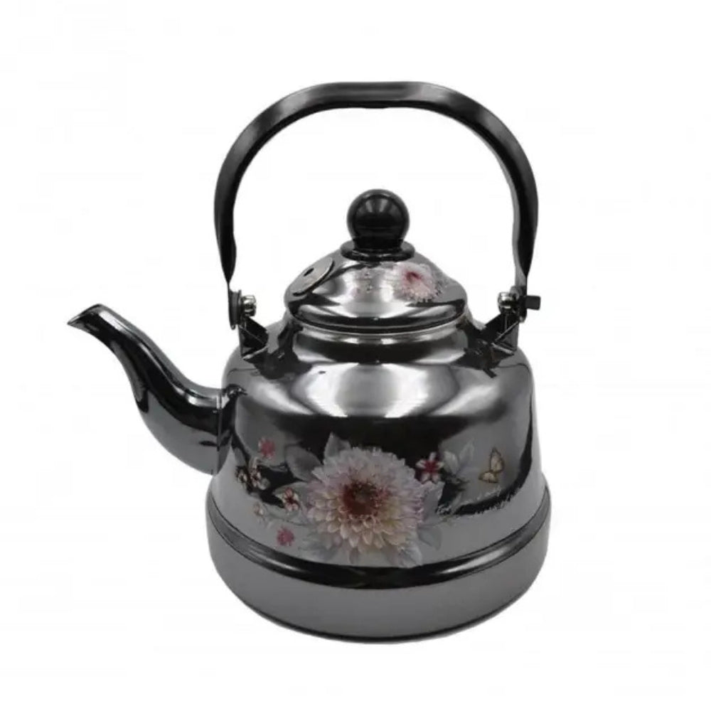 Edenberg enameled kettle 1.7 l with whistle black Flowers