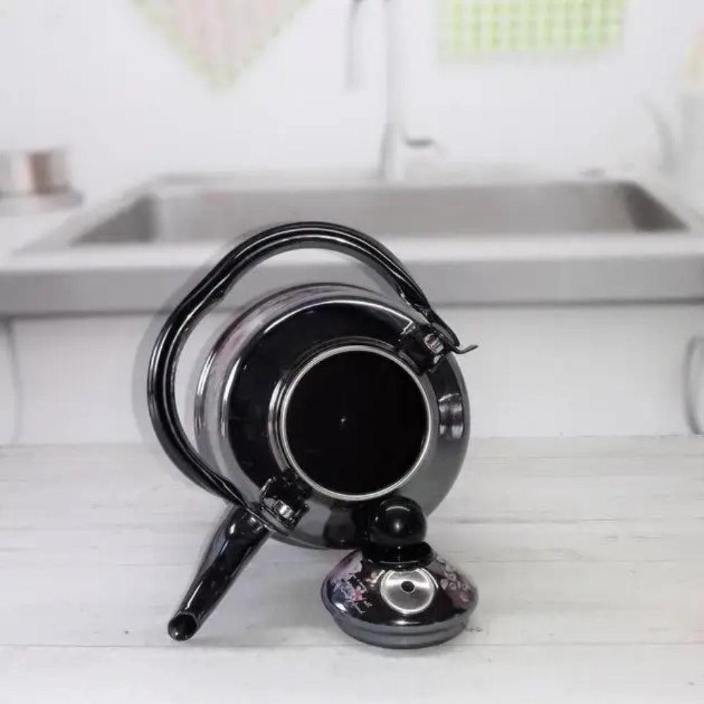 Edenberg enameled kettle 1.7 l with whistle black Flowers