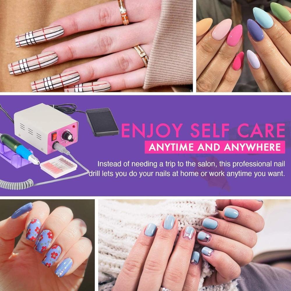 Electric Nail Drill Machine, Professional 25000RPM Acrylic Nail File Drill Manicure, Nail File for Acrylic Nails, Gel Nail Polish Remover Machine for Home and Salon, Adjustable Speed