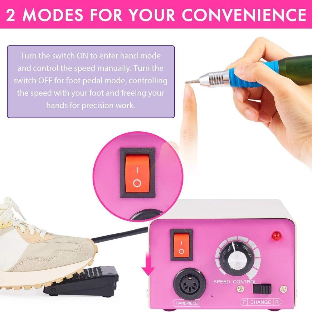 Electric Nail Drill Machine, Professional 25000RPM Acrylic Nail File Drill Manicure, Nail File for Acrylic Nails, Gel Nail Polish Remover Machine for Home and Salon, Adjustable Speed