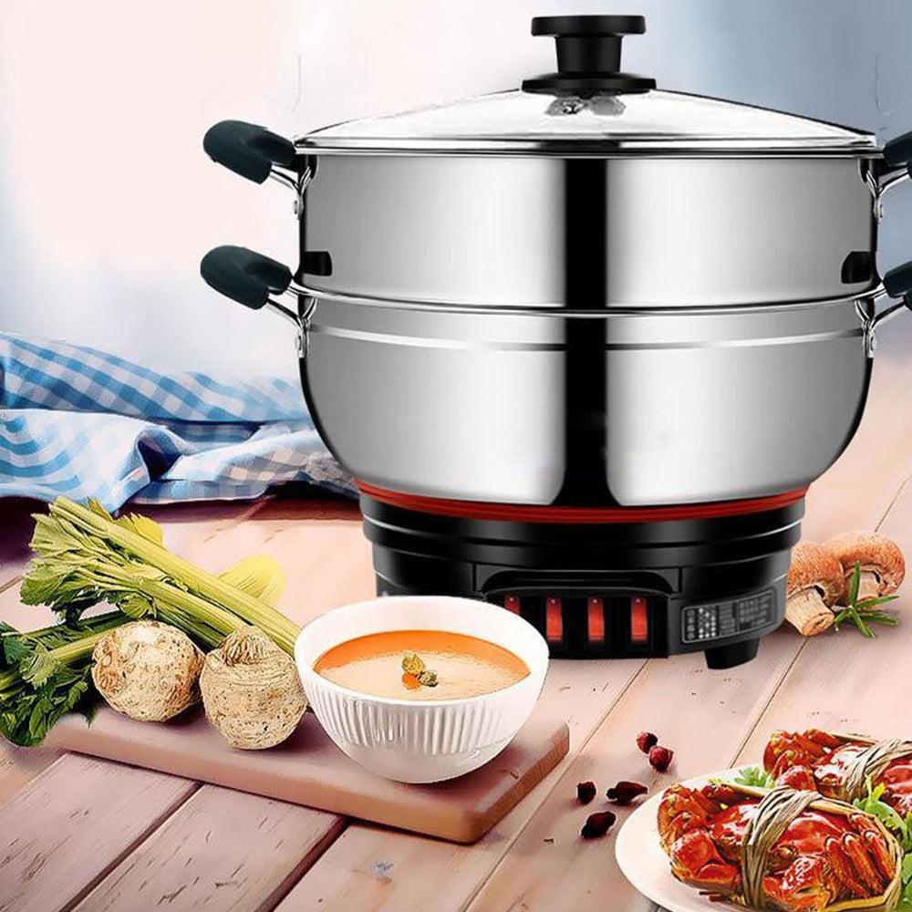 Electricity Heat Pan Electric Wok Wok Cooking Stew Integrated Electric Steamer Multi-Function Household Cast Iron Electric Pan (28 cm)
