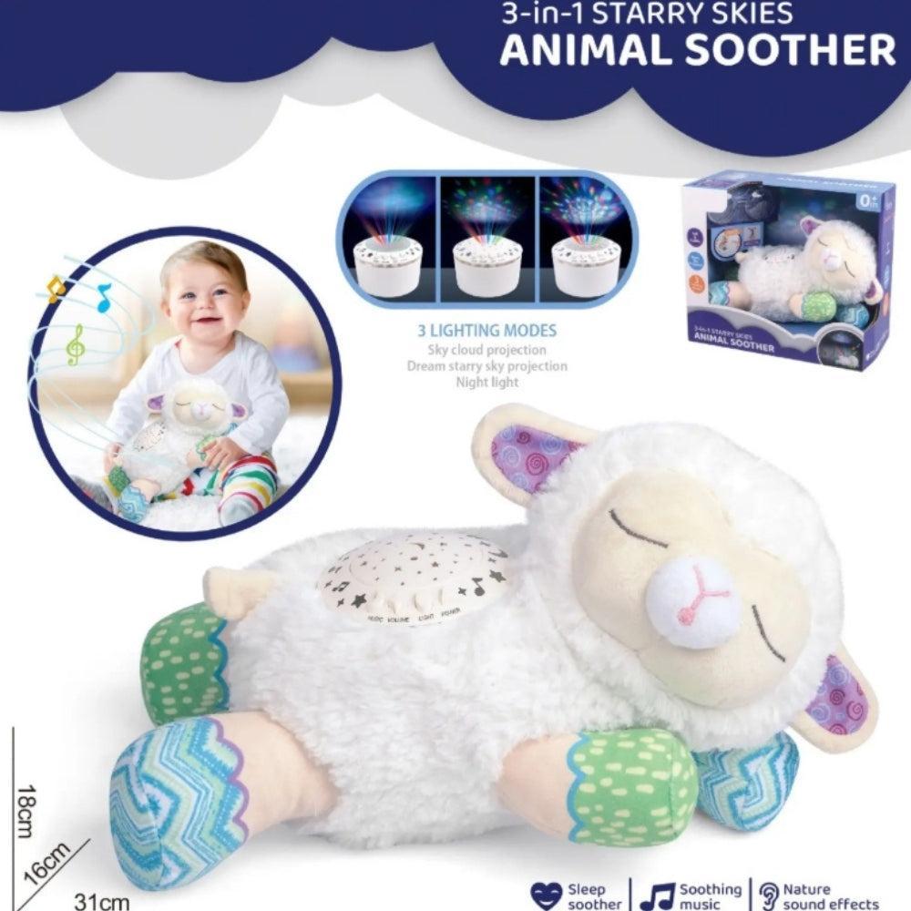 Electronic Stress Relief Stuffed Sleeping Sheep Toy Soft Soothing Comfort Light Projection Plush Animal for Kids