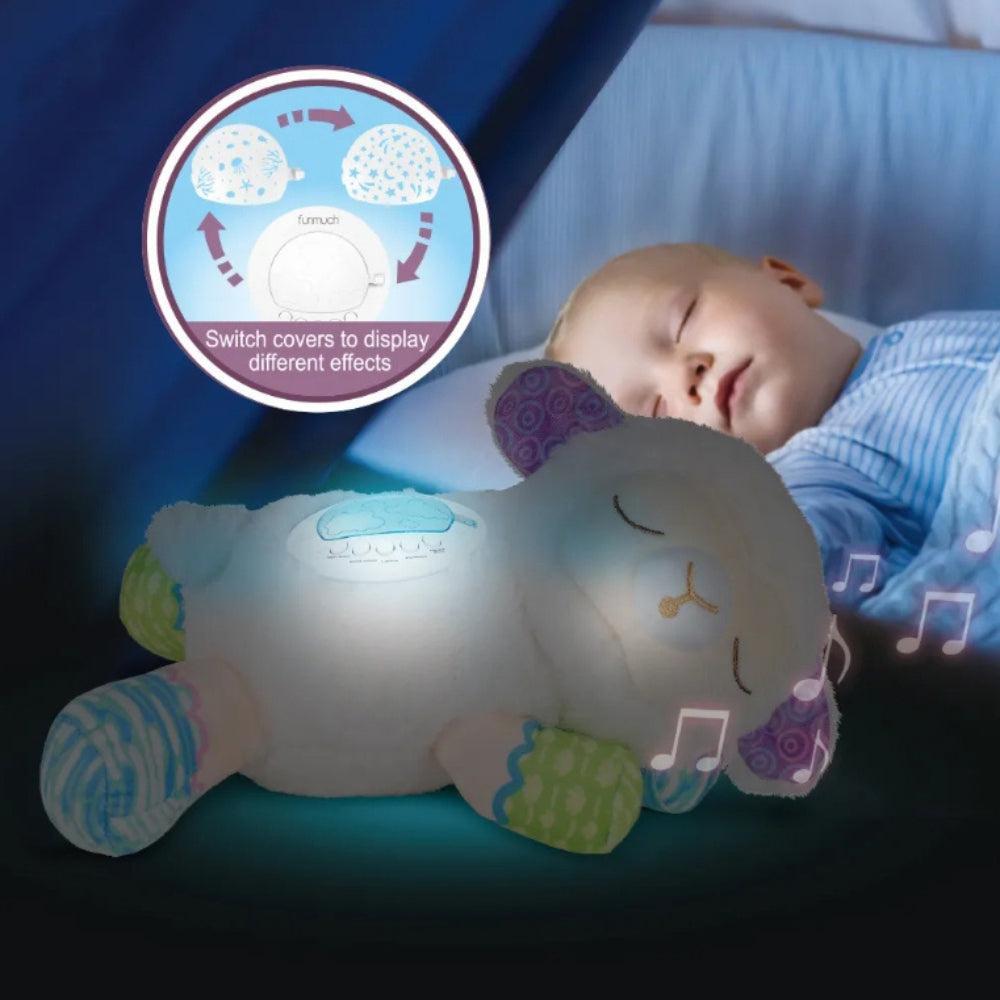 Electronic Stress Relief Stuffed Sleeping Sheep Toy Soft Soothing Comfort Light Projection Plush Animal for Kids