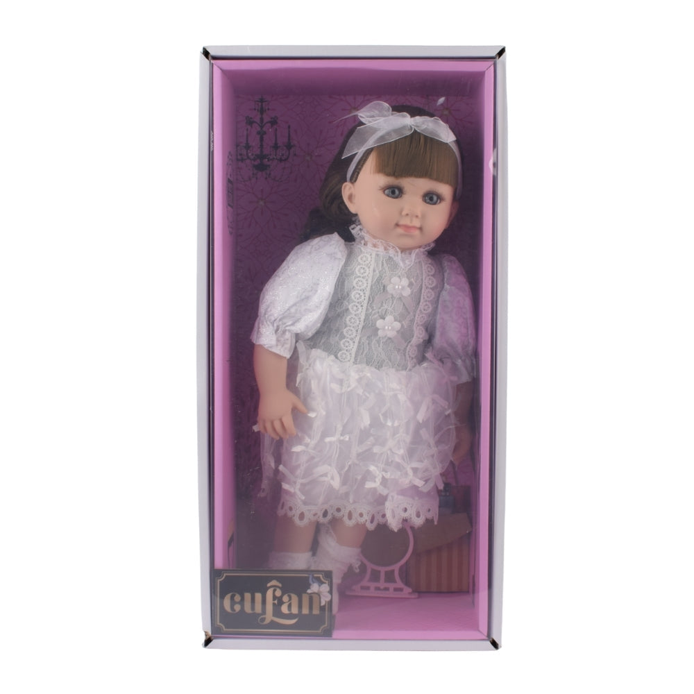 Elegant Doll in White Lace Dress