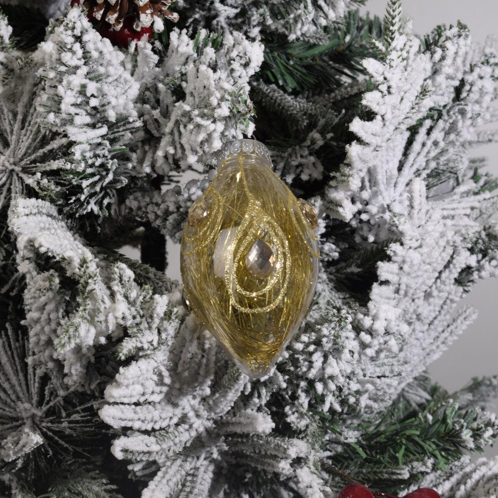 Elegant Teardrop Ornament on Snowy Christmas Tree 3PCS