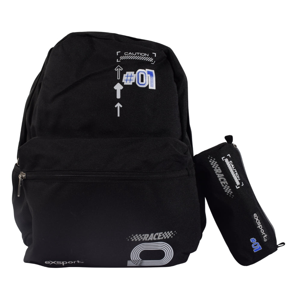 Export Black "Race #01" Backpack and Pencil Case Set