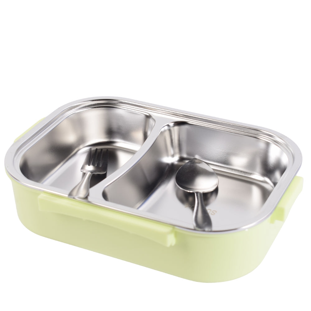 Export Green Lunch Box with Built-in Utensil Storage and Transparent Lid