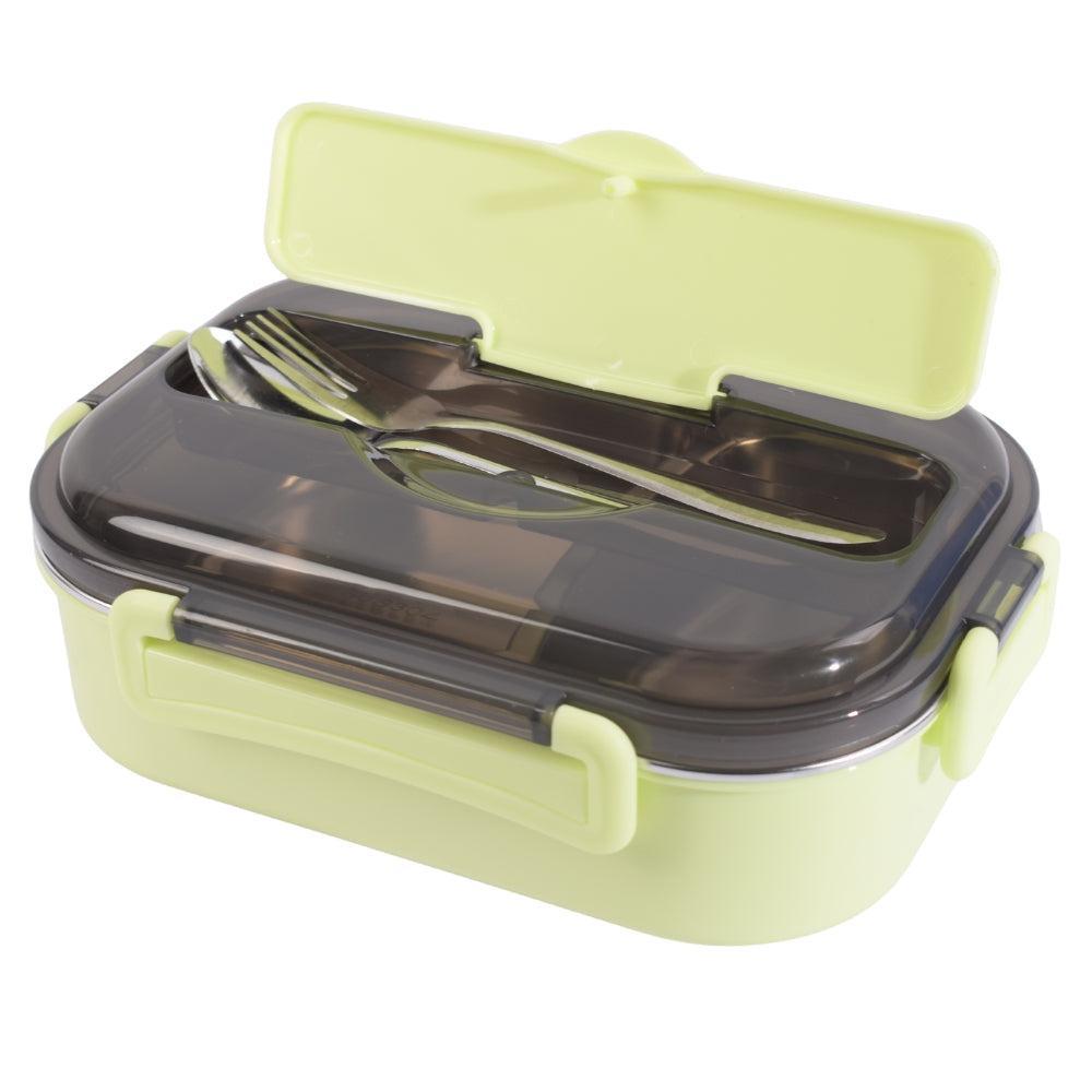 Export Green Lunch Box with Built-in Utensil Storage and Transparent Lid