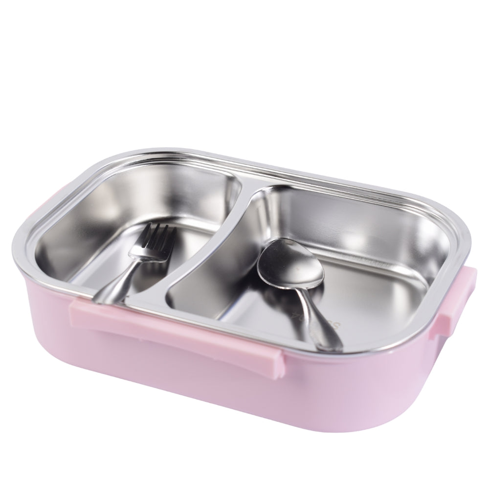 Export Pink Lunch Box with Built-in Utensil Storage and Transparent Lid