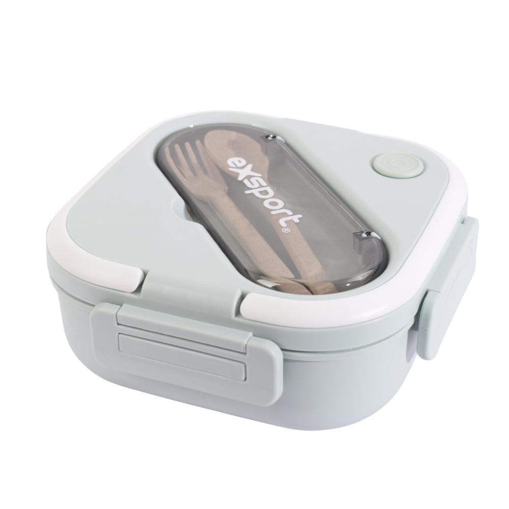 Exsport Green Lunch Box with Built-in Utensil Compartment
