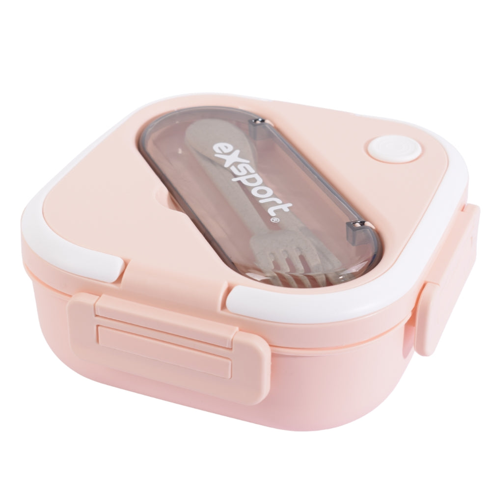 Exsport Pink Lunch Box with Built-in Utensil Compartment