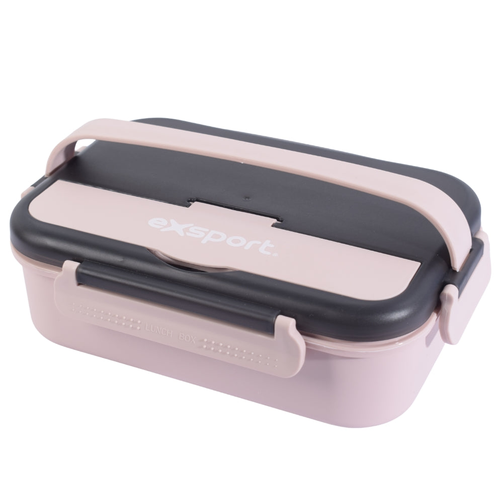 Exsport Pink Lunch Box with Secure Handle and Dual-Latch Lid