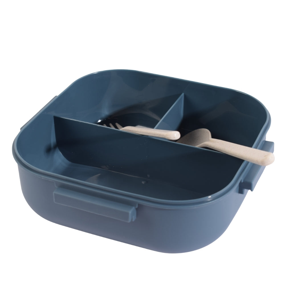 Exsport Yellow And Blue Lunch Box with Built-in Utensil Compartment