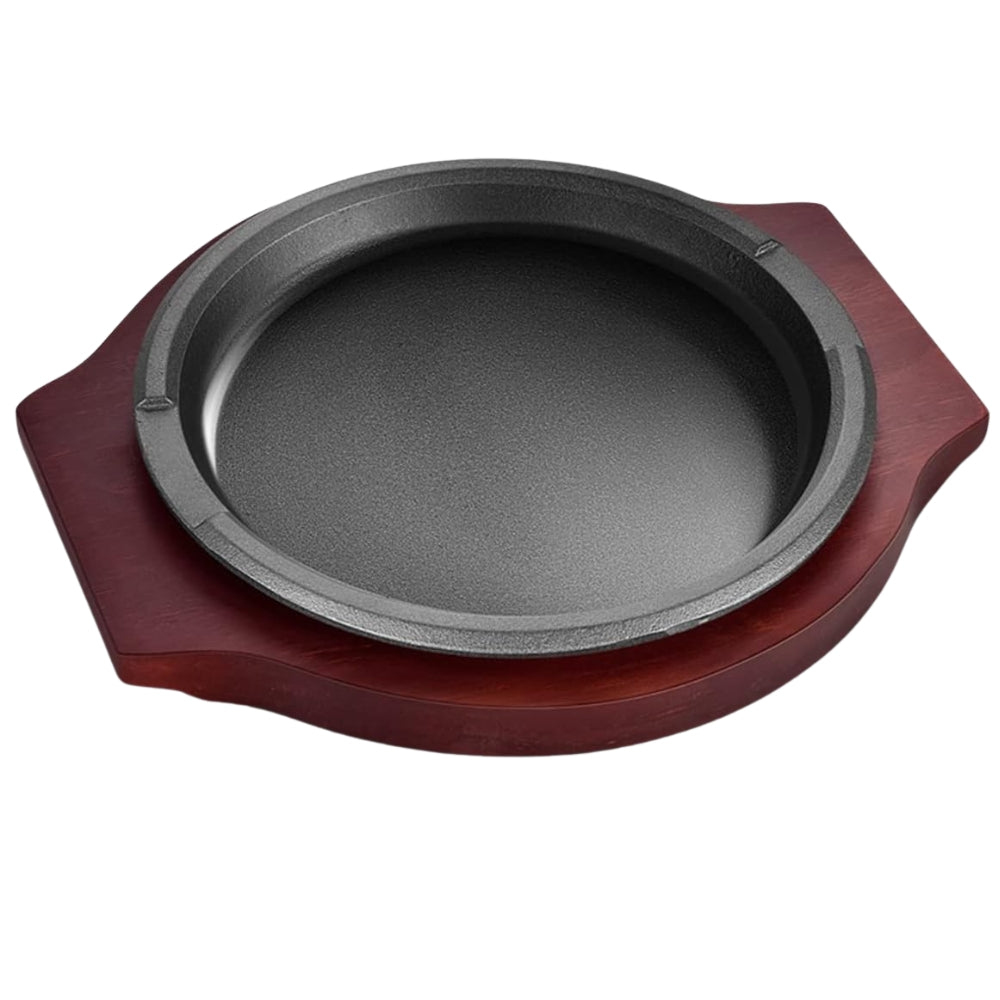 FBWSM Cast Iron Steak Serving Plate, Thick Teppanyaki Plate, Korean Barbecue Plate, Fried Steak Plate, Cast Iron Barbecue Plate, Western Steak Plate-24cm
