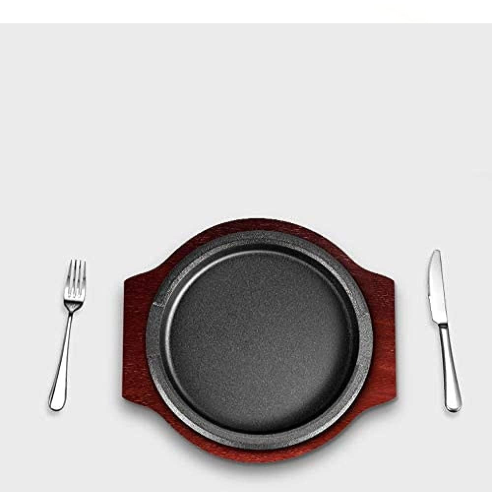 FBWSM Cast Iron Steak Serving Plate, Thick Teppanyaki Plate, Korean Barbecue Plate, Fried Steak Plate, Cast Iron Barbecue Plate, Western Steak Plate-24cm