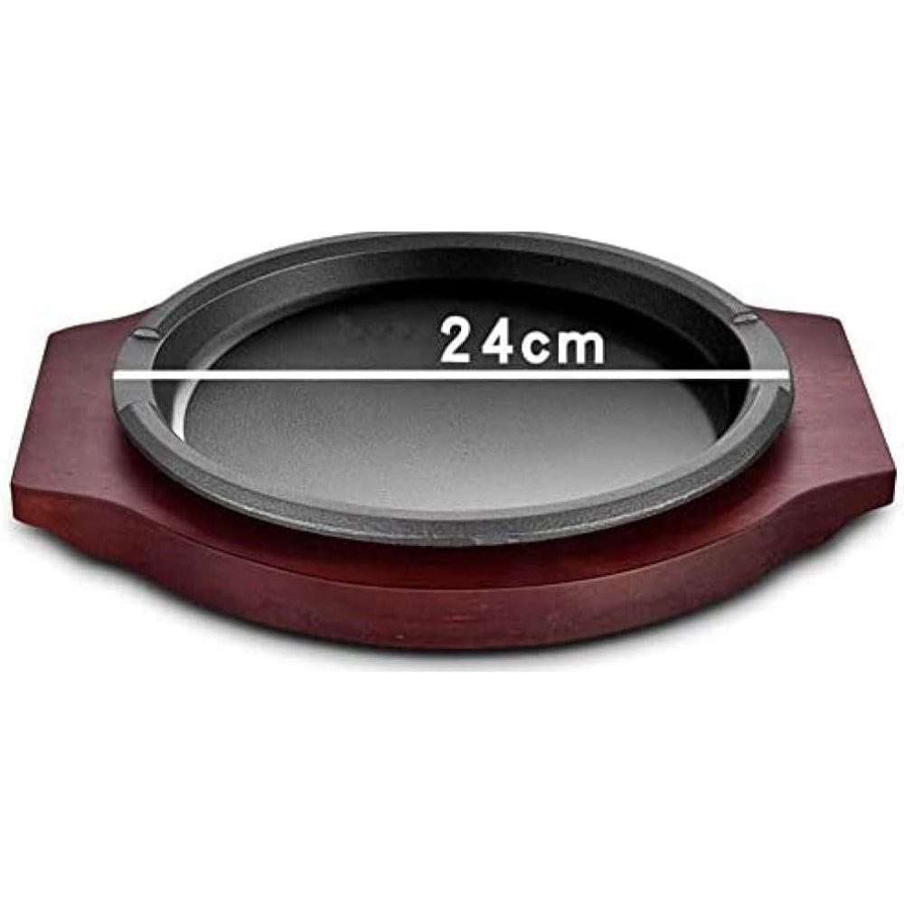 FBWSM Cast Iron Steak Serving Plate, Thick Teppanyaki Plate, Korean Barbecue Plate, Fried Steak Plate, Cast Iron Barbecue Plate, Western Steak Plate-24cm