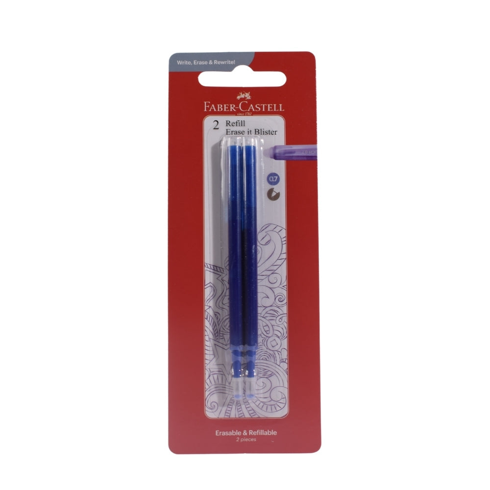 Faber-Castell Erasable Pen Refills – Blue Ink, 0.7mm (Pack of 2)
