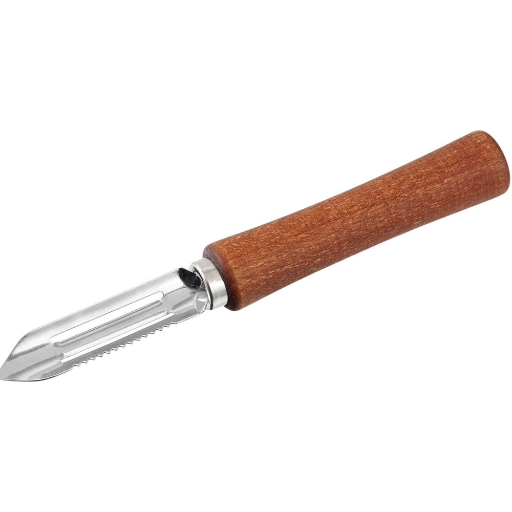 Fackelmann Vegetable Peeler Woody of WoodStainless Steel, BrownSilver, 15 x 8 x 5 cm