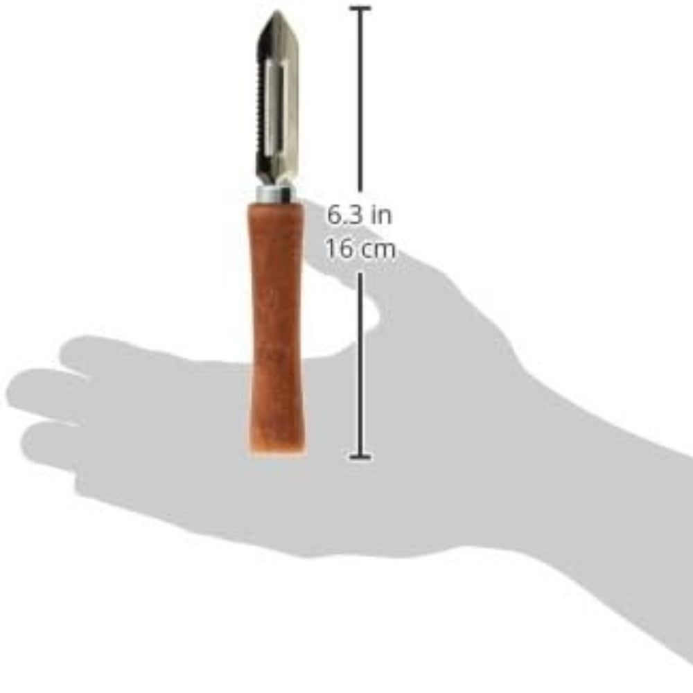 Fackelmann Vegetable Peeler Woody of WoodStainless Steel, BrownSilver, 15 x 8 x 5 cm