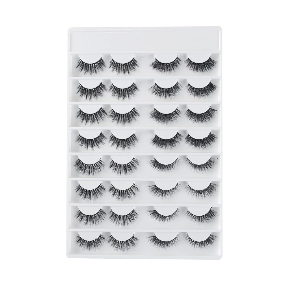 False Eyelashes Natural 16 Pairs 4 Styles For Each Fake Eyelashes Fluffy Volume Faux Mink Lashes Natural Soft Extension Eyelashes Makeup Handmade Pack