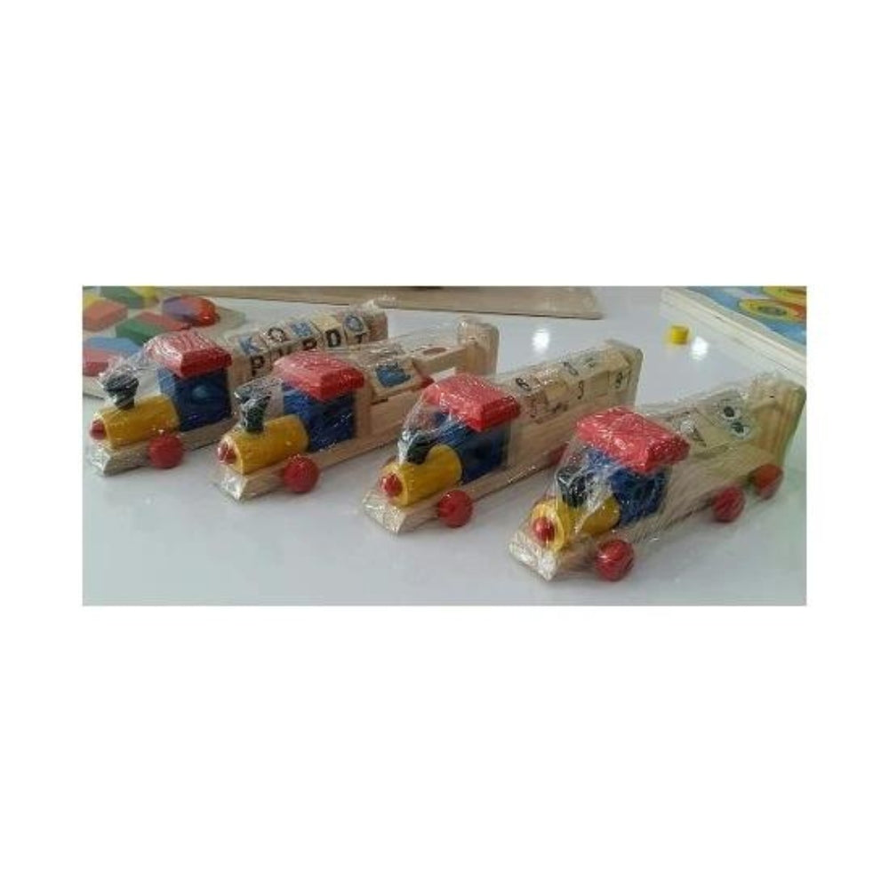 Fashion Seven 4 Mini Wooden Train Toys For Children - Educational Wooden Toy